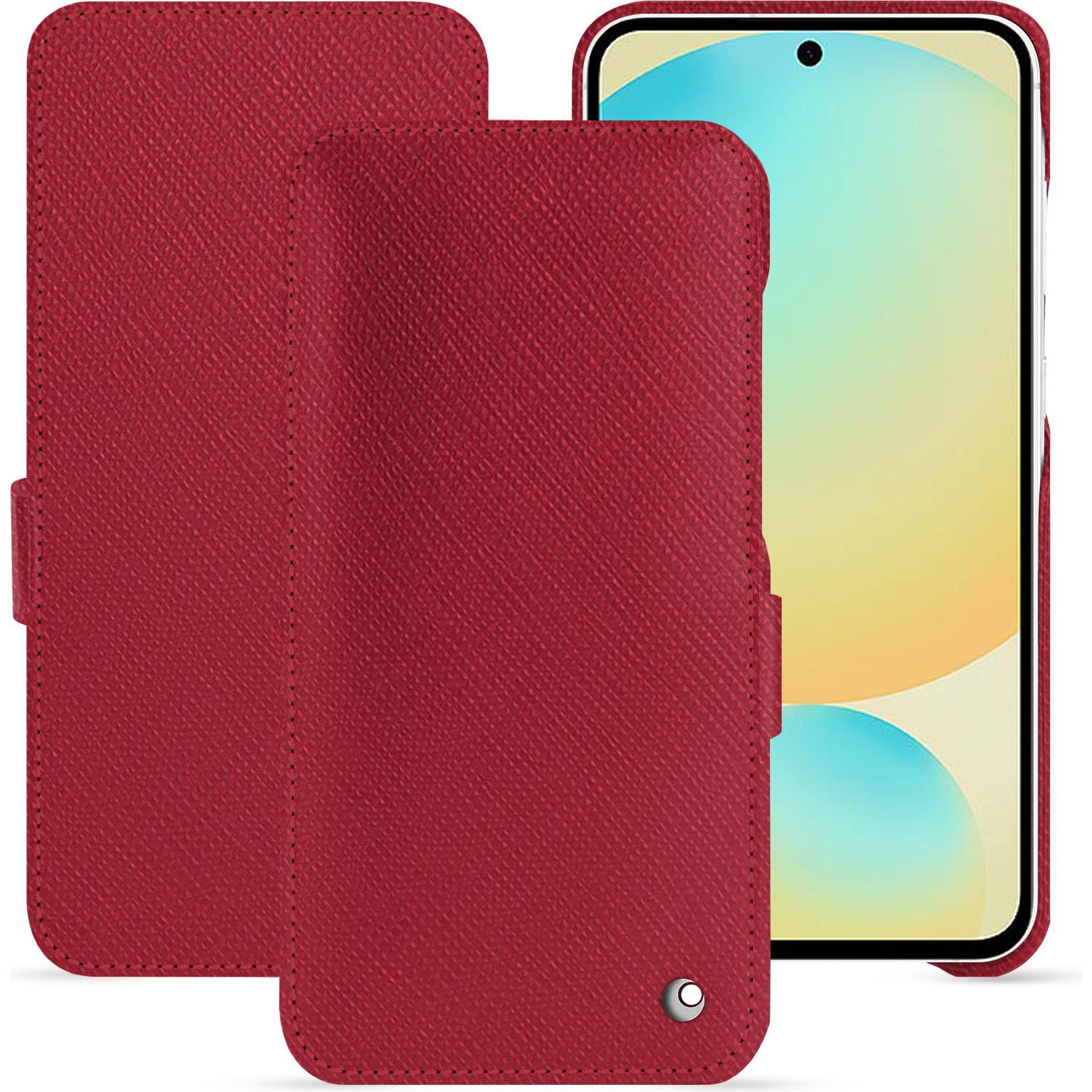 Noreve Lederschutzhülle horizontal (Samsung Galaxy S24 FE), Smartphone Hülle, Rot