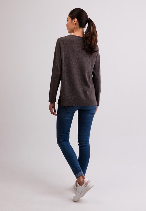 Image du produit Cash-Mere Kaschmir Rundhals Pullover mit Seitenschlitzen (M)