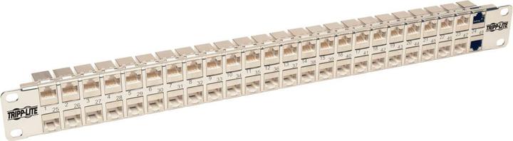 Eaton 48-Port 1U Rack-Mount STP Shielded Cat6a Feedthrough Patch Panel RJ45 Ethernet TAA (USB 2.0)