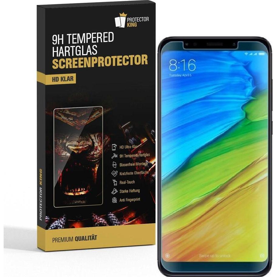 Protectorking 1x echtes Tempered 9H Panzerhartglas 3D KLAR (1 Stück, Xiaomi Redmi 5 Plus), Smartphone Schutzfolie