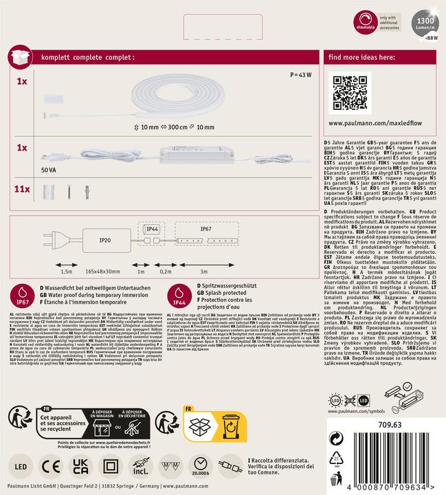 Image du produit Paulmann Kit MaxLED Flow Stripe (Blanc chaud, 300 cm, Intérieur)