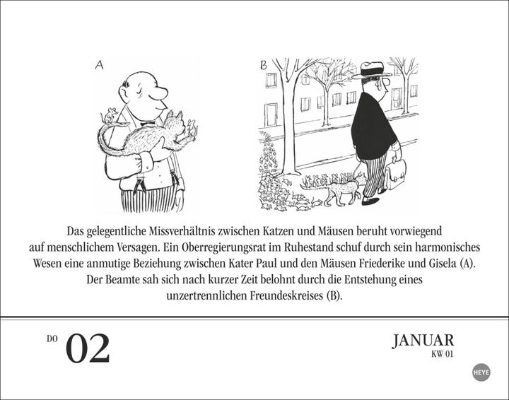 Actual product image Heye Loriot daily tear-off calendar 2025 (14 x 11 cm, Hardcover, German)
