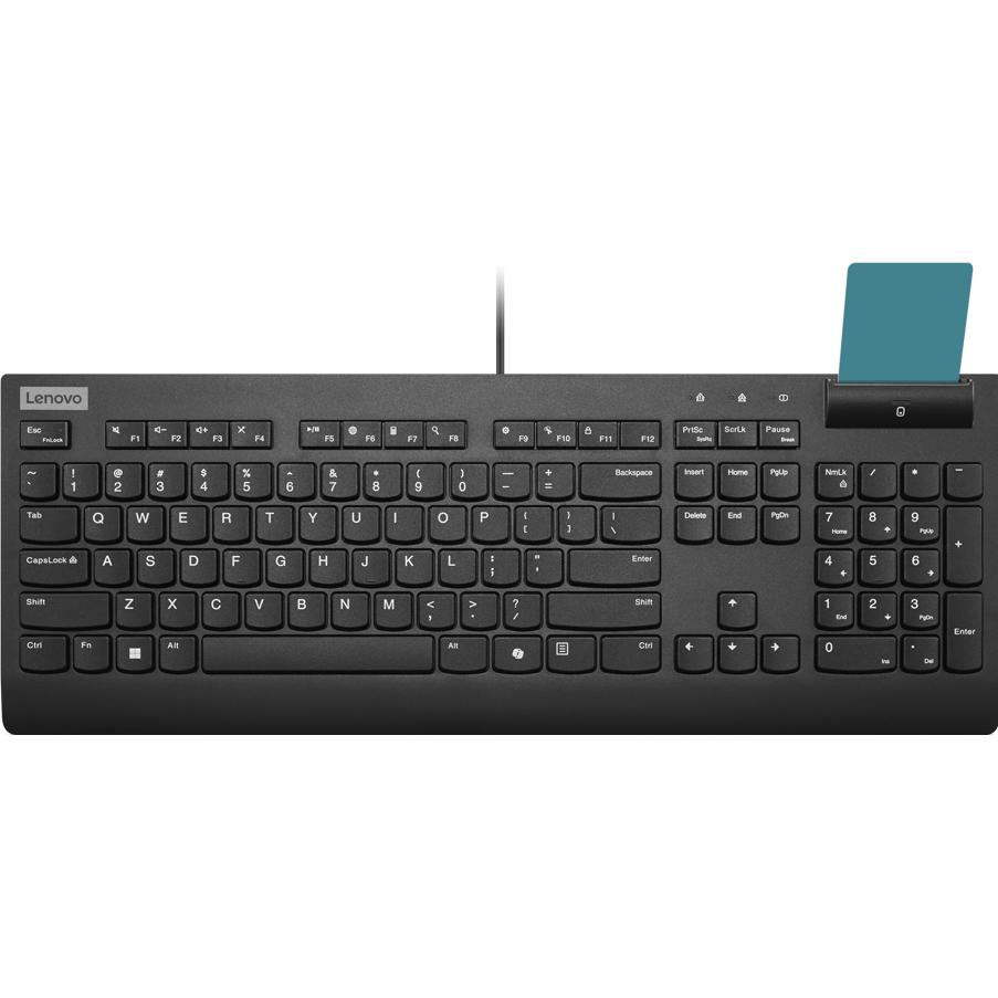 Lenovo Smartcard Wired keyboard II-German (DE, Kabelgebunden), Tastatur, Schwarz