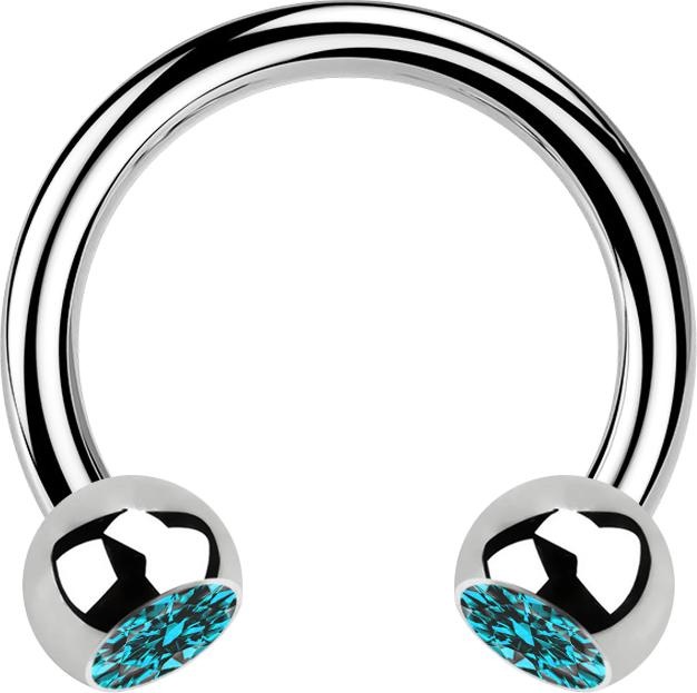 Produktbild Star Piercing Circular Barbell silber mit zwei Kugeln Kristall aqua (Chirurgenstahl 316L, ohne Messing)