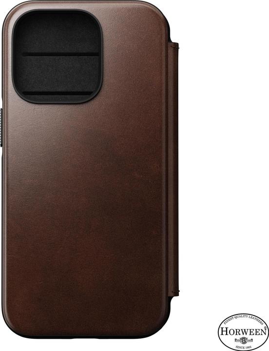 Nomad Book Cover Modern Horween Leather Folio iPhone 14 Pro Brown (Apple iPhone 14 Pro)