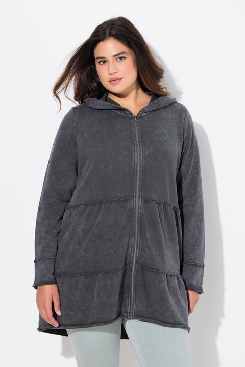 Produktbild Ulla Popken Long-Hoodiejacke, Vintage-Look, A-Linie, Kapuze (46, 48)