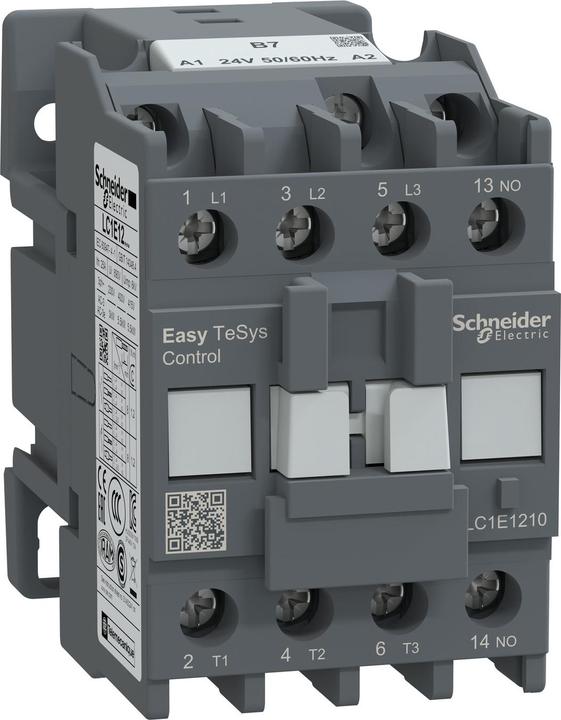 Produktbild Schneider Easy TeSys Leistungsschütz 3P 12A 1NO 24V AC 50/60Hz LC1E1210B7