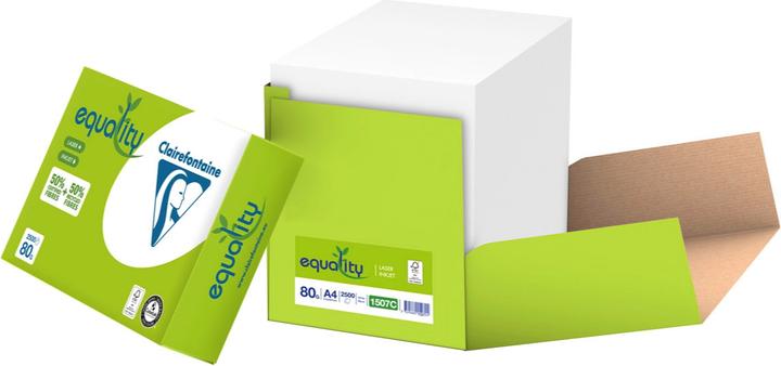 Image du produit Clairefontaine Papier à copier Equality A4, 80 g/m2, 50% recyclé, blanc, paquet de 2500 feuilles (A4)