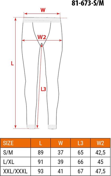 Nährwerte und Zutaten Neo Thermoaktive lange Unterhose aus CARBON, Grösse S (S, M)