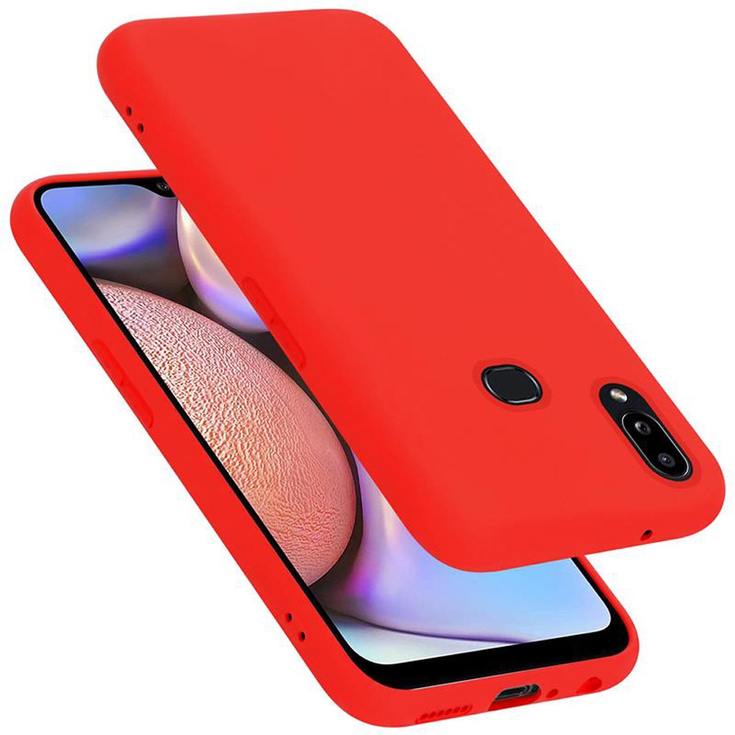 Cadorabo TPU Liquid Silicone Case Cover (Samsung Galaxy A10s), Smartphone Hülle, Rot