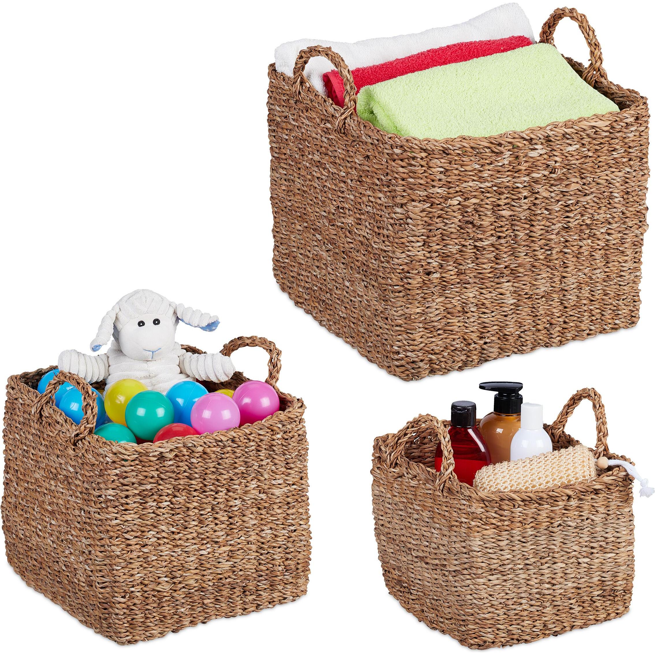 Relaxdays, Aufbewahrungskorb, 3tlg. Aufbewahrungskorb-Set (3 x, 35 x 35 x 30 cm)