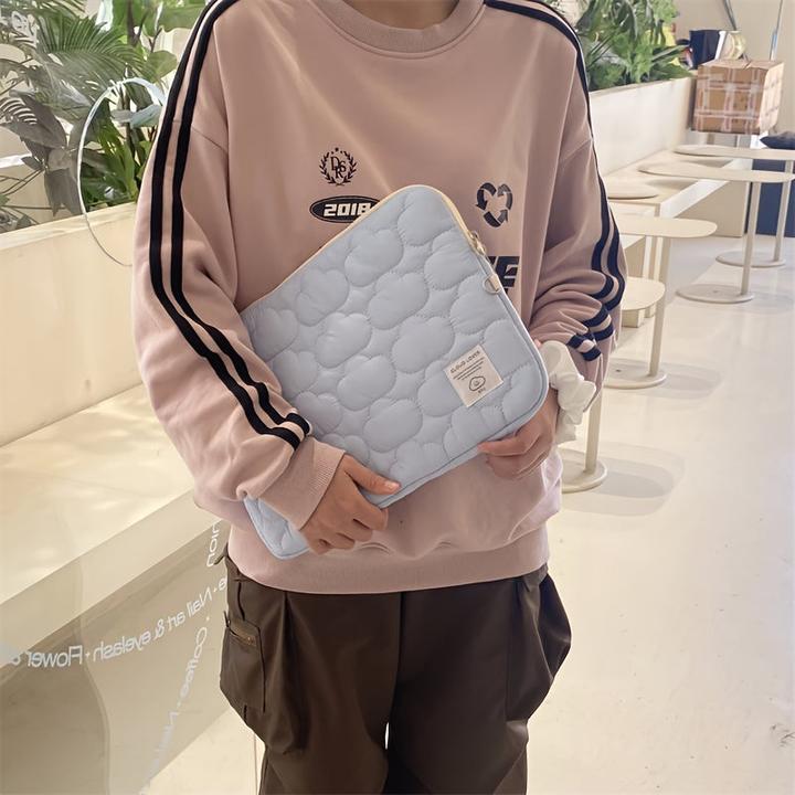 Actual product image Only-Bags.Store Cloud Lover quilted tablet sleeve, protective cover with fashionable tassel, multiple pocket clutch