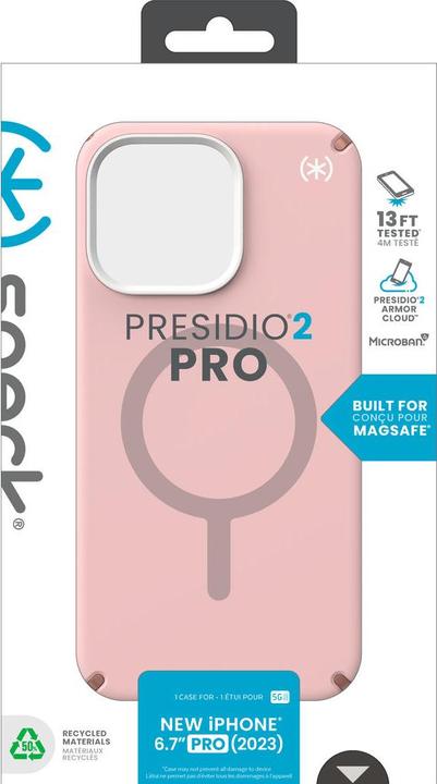 Actual product image speck Presidio2 Pro + MS Apple iPhone 15 Pro Max Dahlia Pink - with Microban (Apple iPhone 15 Pro Max)