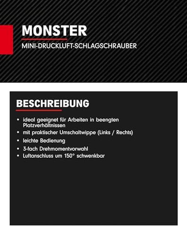 Immagine prodotto KS Tools 3/8 MONSTER Xtremelight mini avvitatore ad aria compressa con bilanciere reversibile, 108Nm