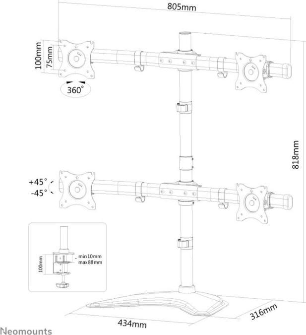 Productafbeelding Neomounts Flatscreen tafelbevestiging (Tabel, 27", 8 kg)