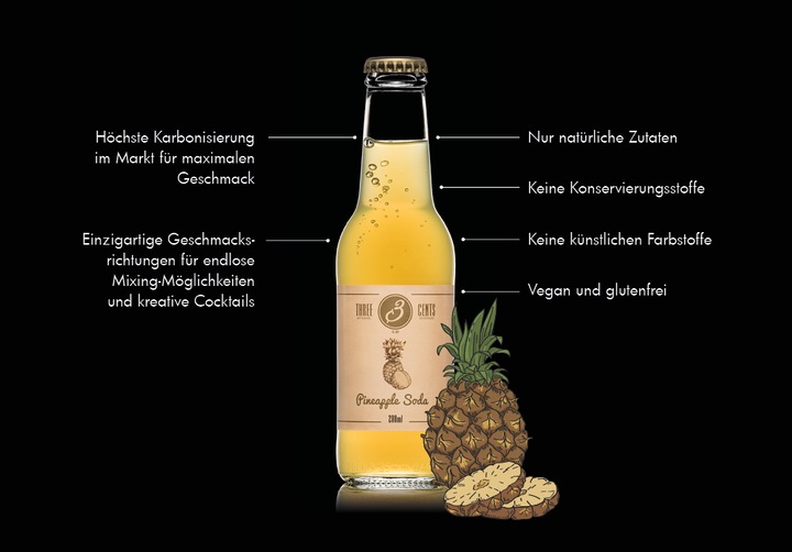 Produktbild Three Cents Pineapple Soda (24 x 20 cl)