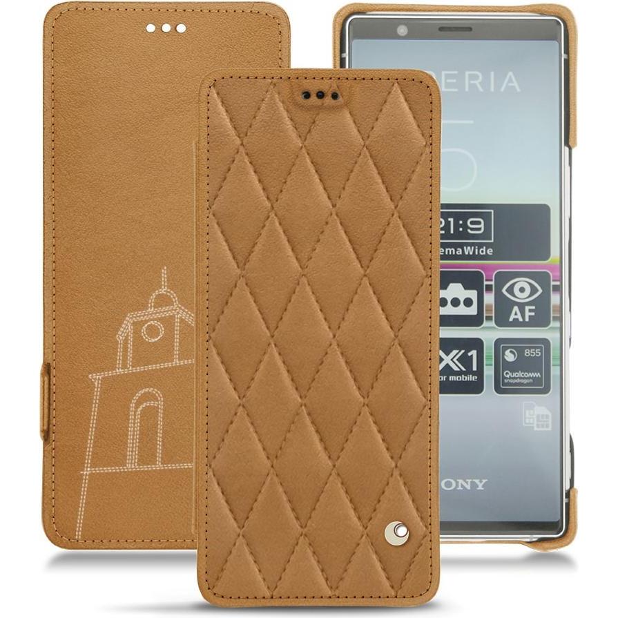 Noreve Lederschutzhülle horizontal (Sony Xperia 5), Smartphone Hülle, Braun