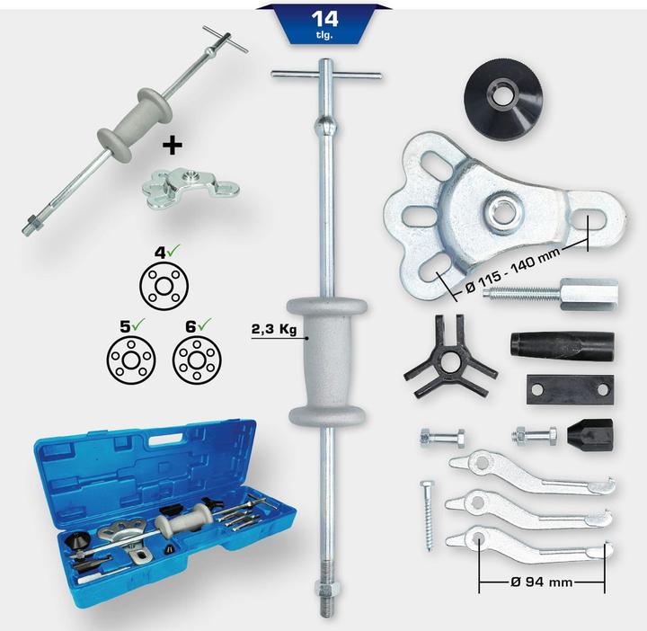 Actual product image Brilliant Tools Wheel hub puller with slide hammer, forged, 14 pcs.
