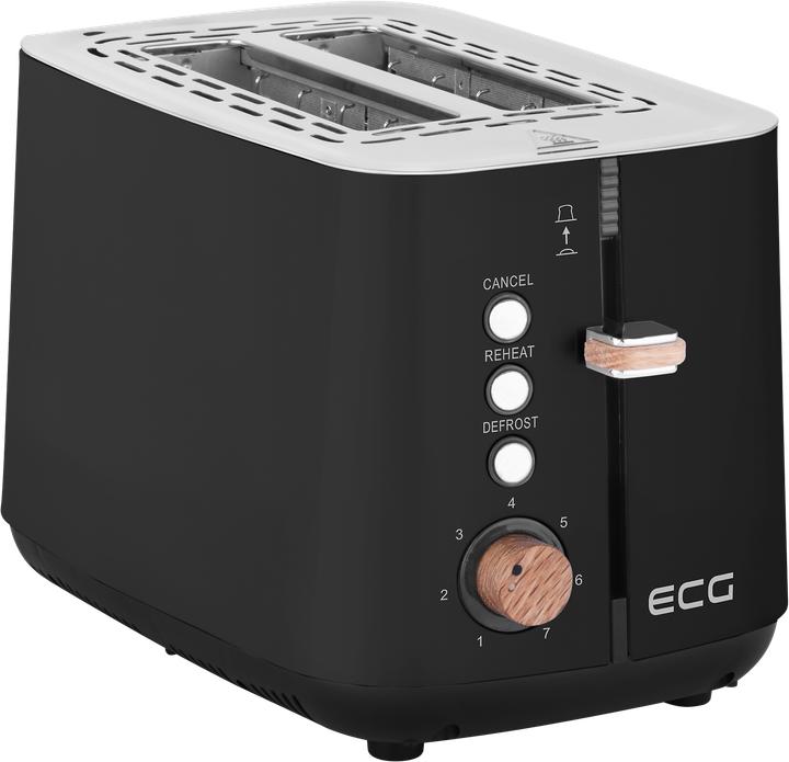 Actual product image ECG ST 2768 Timber Black Toaster 7 heating intensity levels, defrost and reheat functions