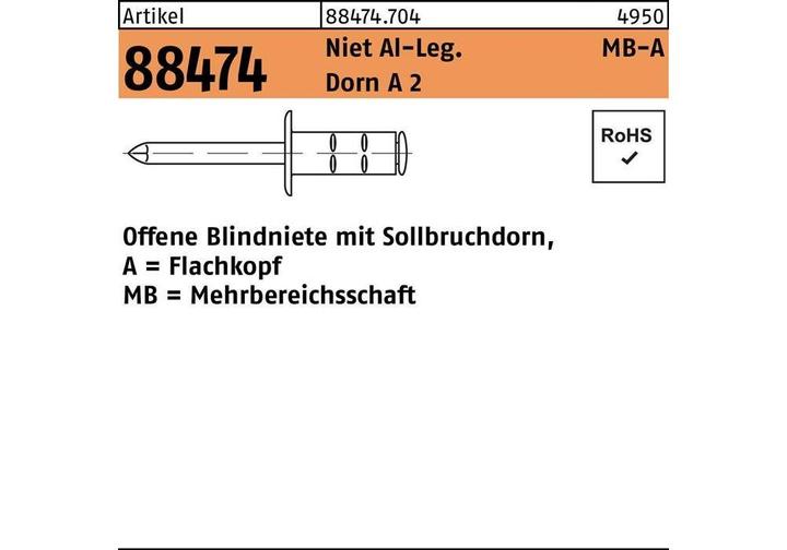 Produktbild Gesipa Poly Grip Mehrbereichsniete Flachrundkopf 4.0x17 Aluminium mit A2-Dorn