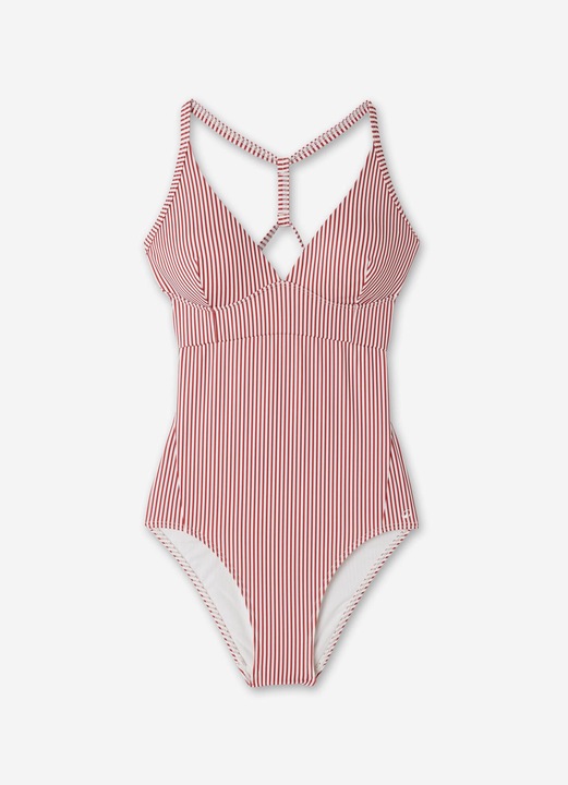 Produktbild Olaian Badeanzug Damen gestreift Bea rot/weiss (42)