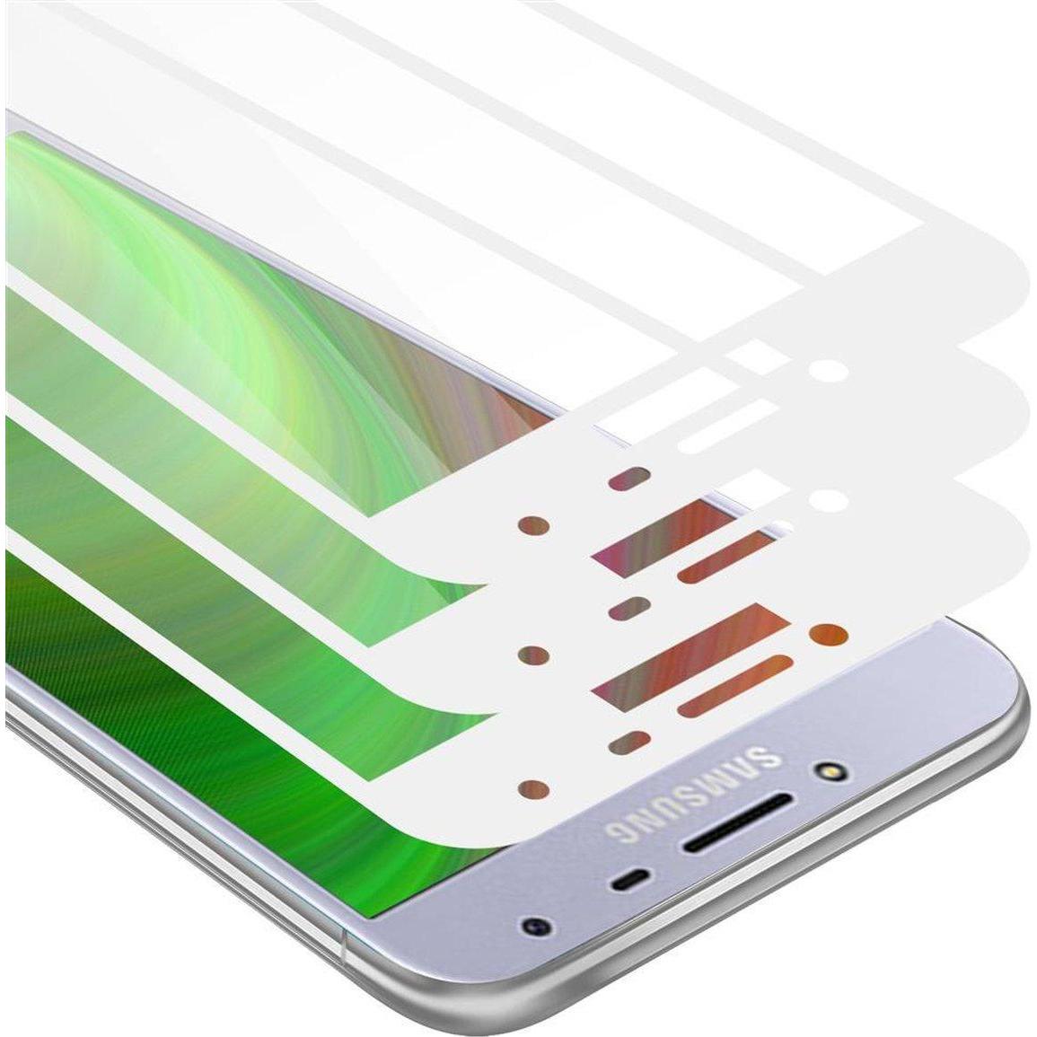 Cadorabo Vollbild Displayschutzglas (3 Stück, Samsung Galaxy J4 (2018)), Smartphone Schutzfolie, Schwarz