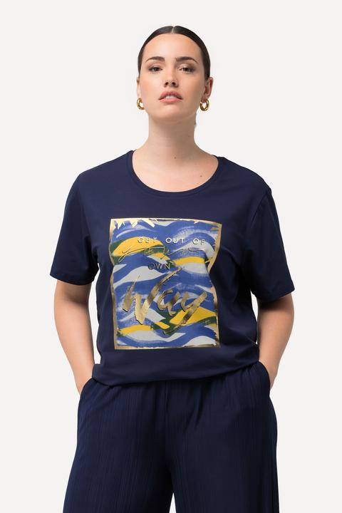 Actual product image Ulla Popken Wave Front Print Stretch Tee (46, 48)