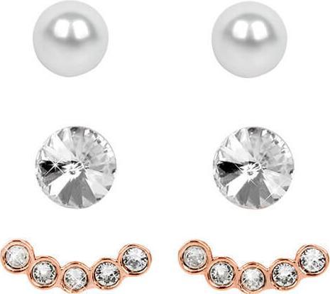 Image du produit Levien Earrings Set Ear Cuff Rose Gold Crystal White