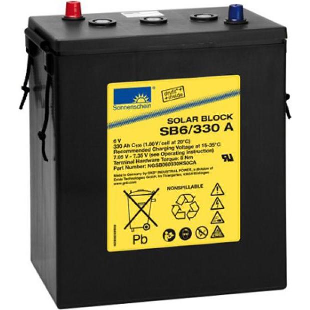 Exide, Versorgungsbatterie, Sonnenschein Solar Block SB6/330 A Blei Akku mit A-Pol 6V, 330000mAh (6 V, 330 Ah)