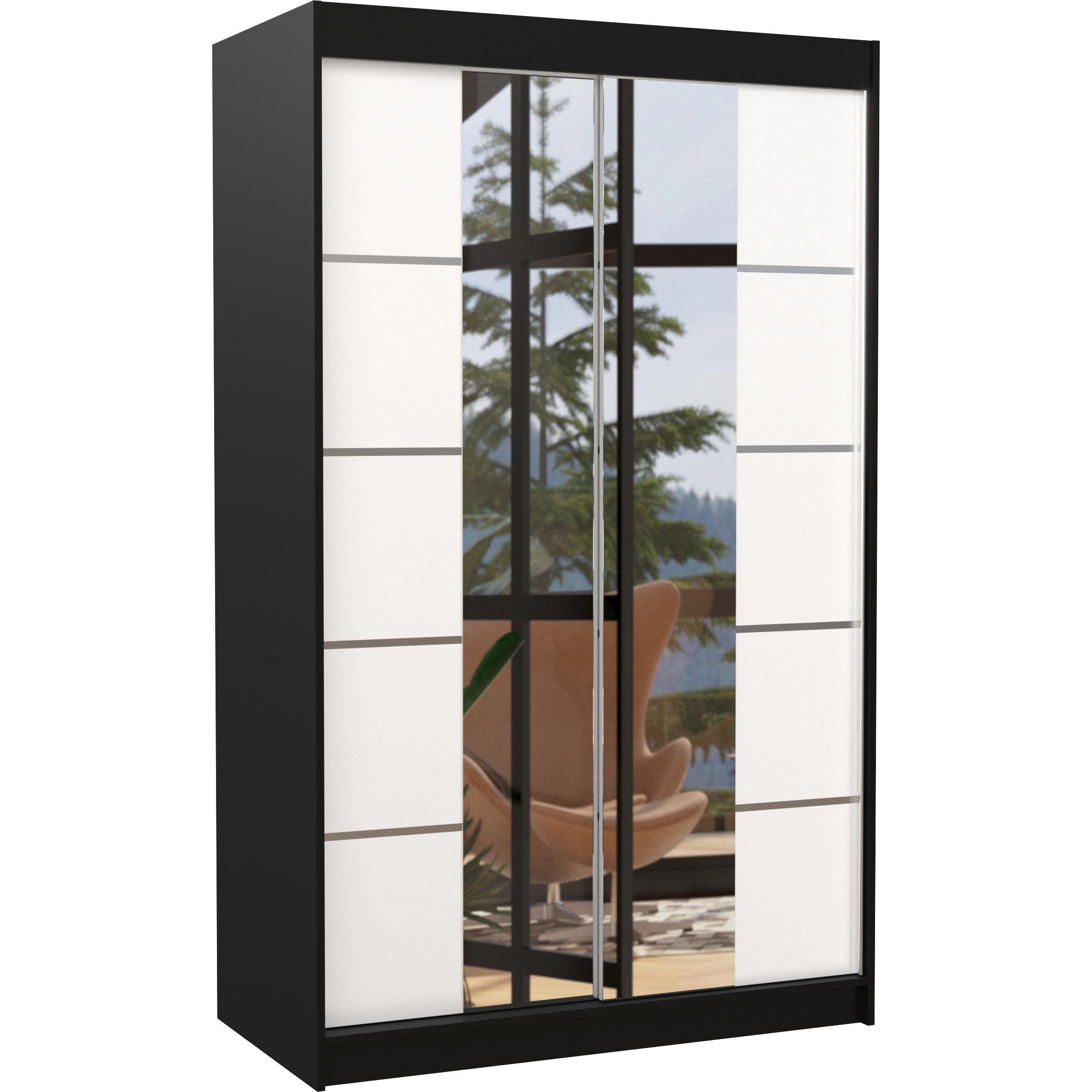 ADRK Furniture, Kleiderschrank, Verspiegelter Schiebeschrank GENUA 120 (120 x 58 x 200 cm)