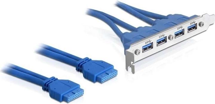 Produktbild Delock Slotblech USB3.0 Pin Header 19 Pin 2 x intern > 4 x USB3.0-A Buchse extern (0.40 m, USB 2.0, USB 3.2 Gen 1)