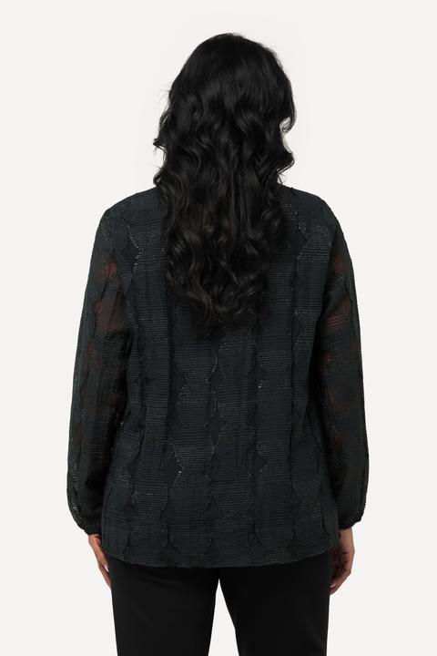 Produktbild Ulla Popken Bluse, doppellagig, V-Ausschnitt, transparenter Langarm (46, 48)