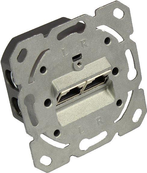 Good Connections Network socket Cat. 6A, 2xRJ45, shielded, vertical cable feed, without center piece/cover frame