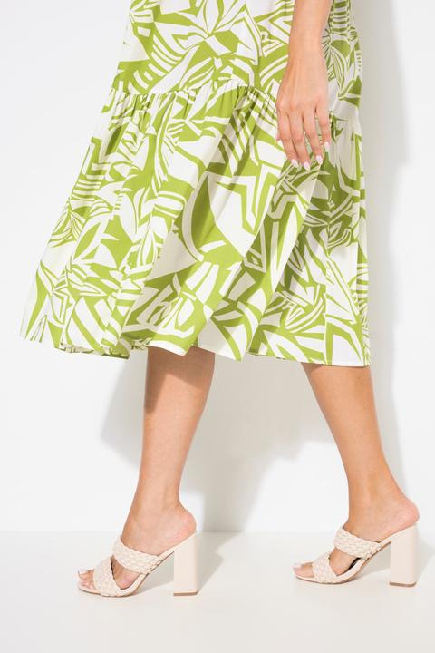 Produktbild Ulla Popken Midikleid, Blätter, Volants, Tunika-Ausschnitt, 3/4-Arm (54)