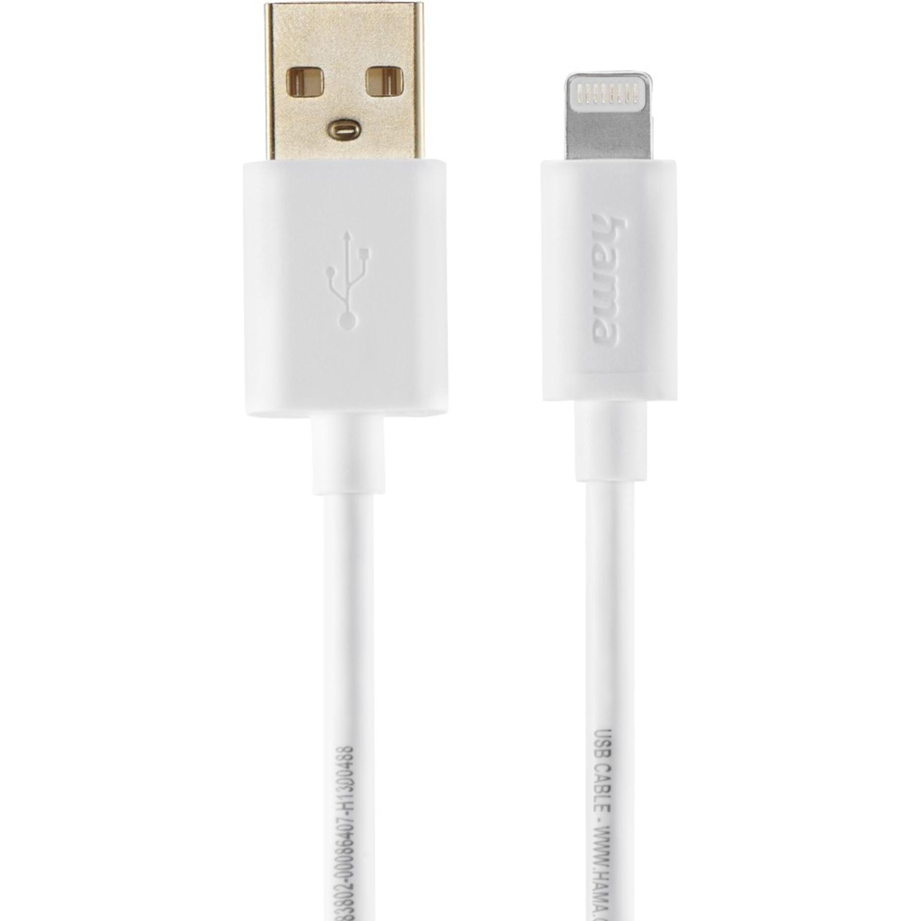 Hama Ladekabel, USB-A - Lightning, 1,5 m, Weiss (1.50 m, USB 2.0), USB Kabel