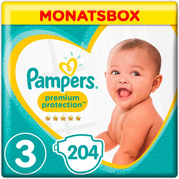 Produktbild Pampers Premium Protection (Gr. 3, Monatsbox, 204 Stück)