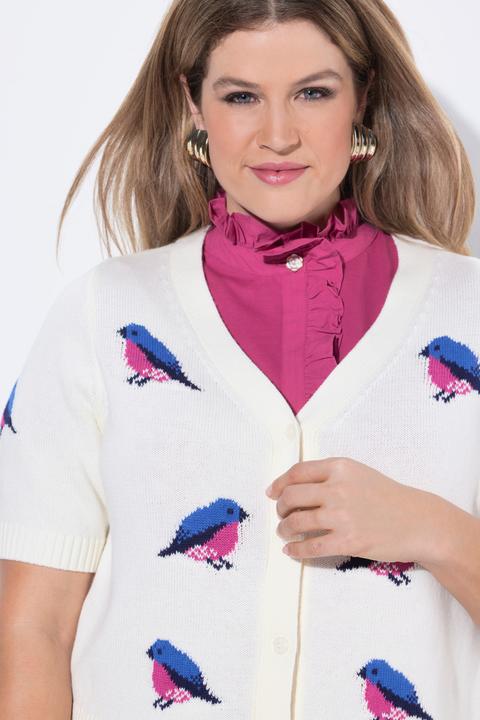 Produktbild Ulla Popken Strickjacke, Vögel, V-Ausschnitt, Halbarm (54, 56)