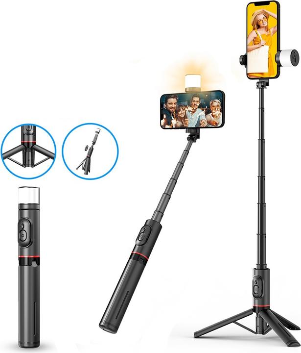 Image du produit Deltalabs Selfie Stick Tripod Support avec LED + déclencheur à distance Bluetooth