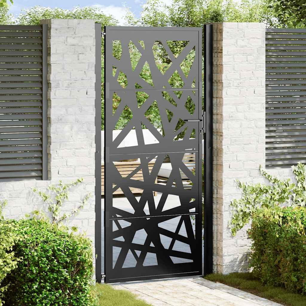 VidaXL, Gartenzaun, Gartentor Schwarz 105x205 cm Stahl Lichtdesign Zauntor Outdoor Tor