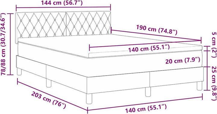 Produktbild vidaXL Boxspringbett (140 x 190 cm)