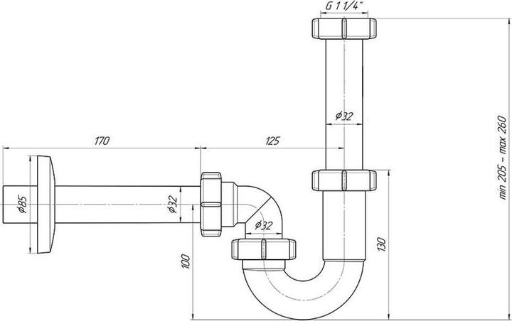 Image du produit Ani Plast SIPHON DE LAVABO 11 / 4X32 U-SHAPED (Siphon en bouteille, 1 1/4")