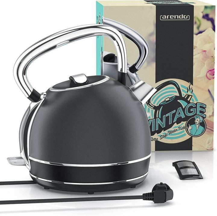 Produktbild Arendo Wasserkocher Retro Edelstahl Cool Grey (1.70 l)