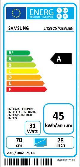 Energy Label Samsung SyncMaster T28C570EW (1920 x 1080 pixels, 28")