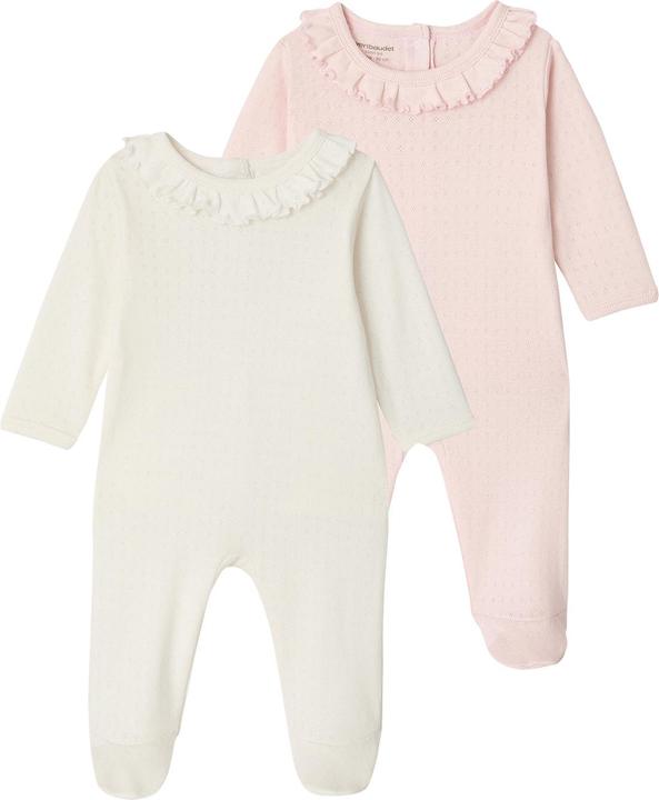 Vertbaudet 2er-Pack Baby Strampler mit Volantkragen, Bio-Baumwolle