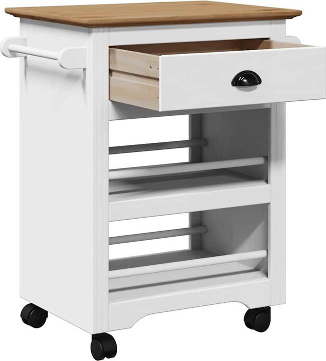 Actual product image vidaXL Kitchen trolley BODO White and brown 67.5x45x80 cm Side trolley Storage trolley