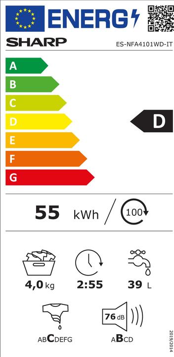Energy Label Sharp ES-NFA4101WD (4 kg, Left)