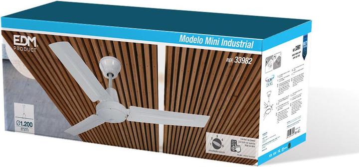 Produktbild EDM Deckenventilator 33982 Weiss 60 W Ø 120 cm Mini Industriell (46.90 dB)