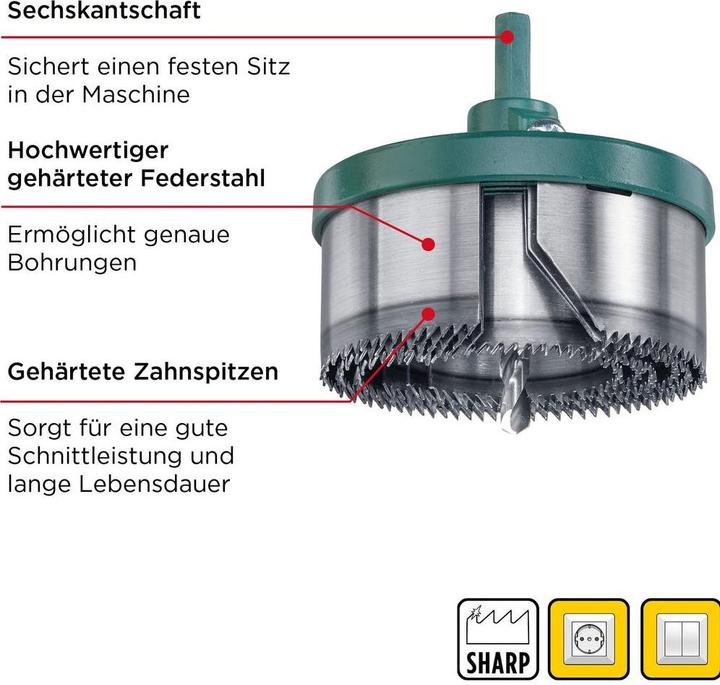 Actual product image kwb Hole saw 4681/depth 32/ 6 Kr (46 mm, 60 mm, 68 mm, 74 mm, 81 mm)