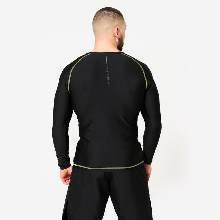 Produktbild Domyos Langarmshirt Rashguard MMA Grappling Herren - schwarz/gelb (M)