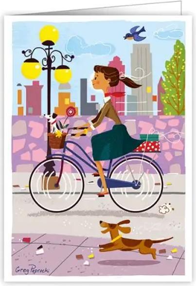 Produktbild Quire Karte Fahrrad, Frau am Velo fahren